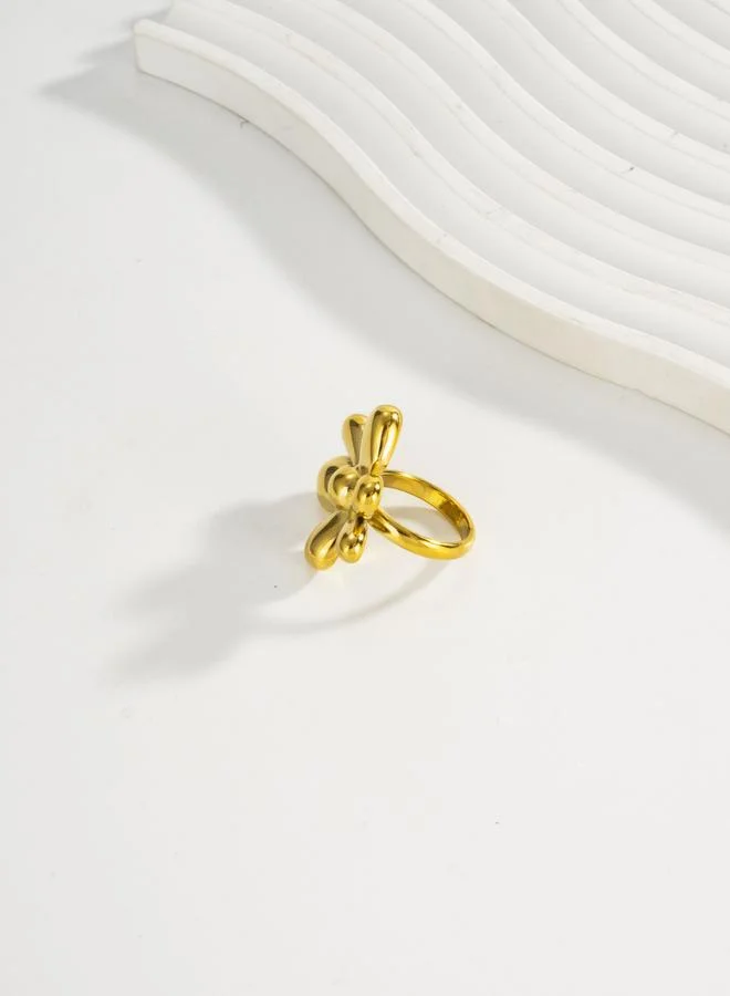 تايك تو خاتم ذهبي بتصميم زهور للنساء